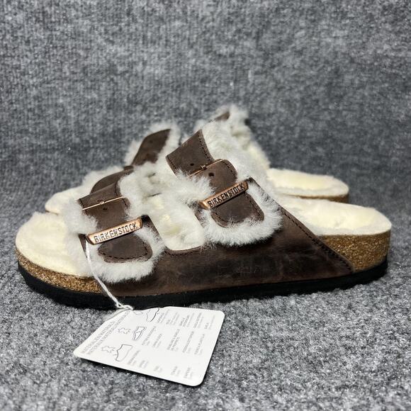 Birkenstock Sandals Womens Size 5 Brown Arizona Shearling Made in Germany EU 36 - Picture 3 of 9